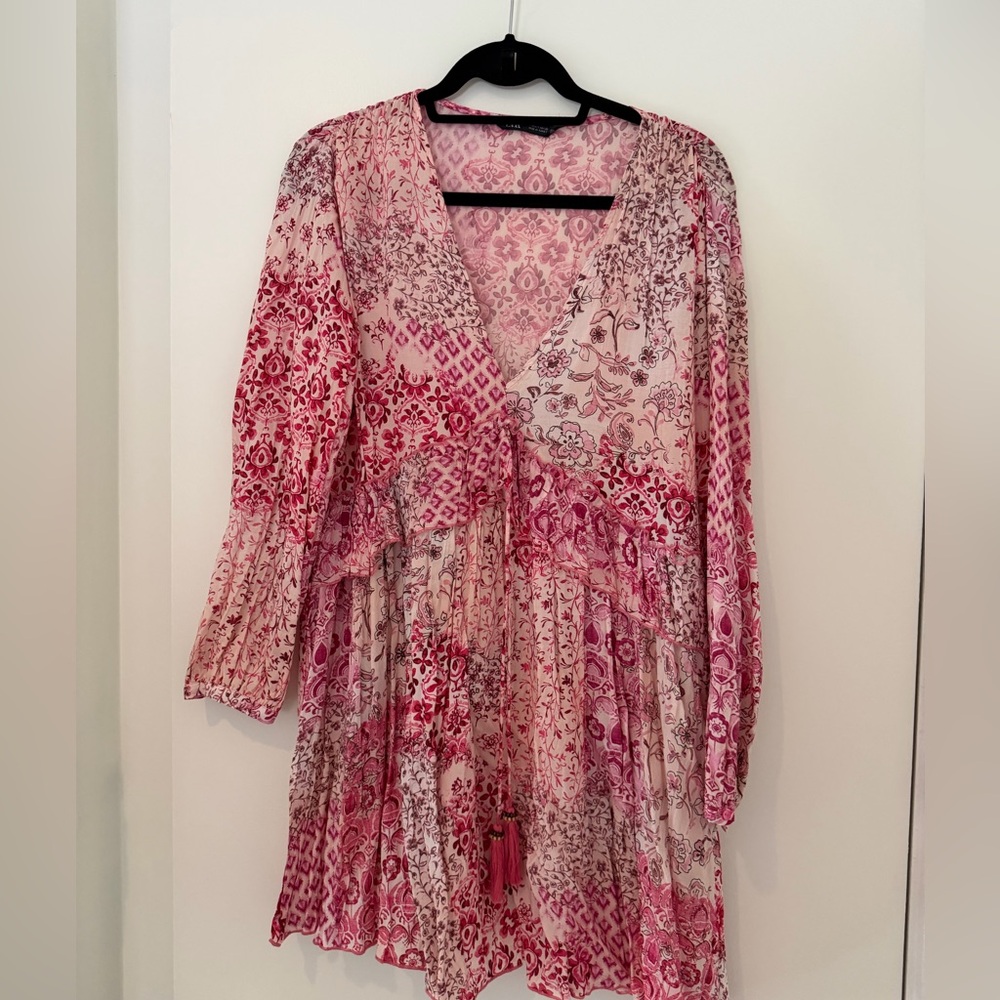 Zara Pink Floral Long Sleeve Dress